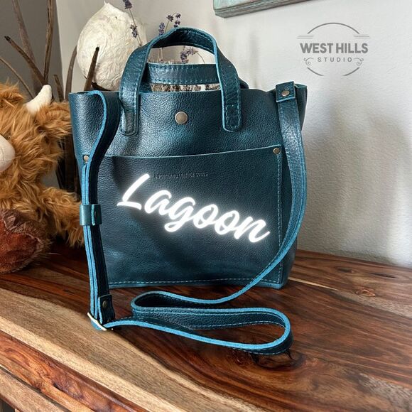 Portland Leather Crossbody Bag in Lagoon Blue - Picture 1 of 9
